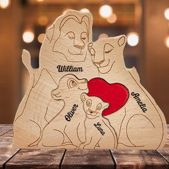 Family Embrace - Custom Engraved Wooden Bear Sculpture - Picture 3 of 3